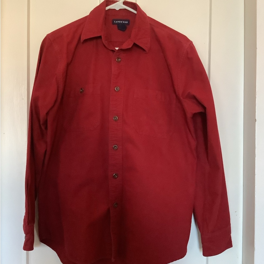 Lands' End Red Button-Up Shirt